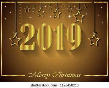 2019 Merry Christmas background for your invitations, festive posters, greetings cards.