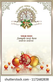 2019 Merry Christmas and Happy New Year background. Vector illustration