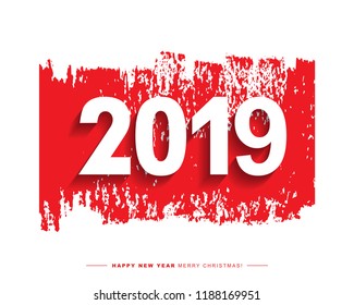 2019 Merry Christmas and Happy New Year card or background.
Creative universal artistic cover in trendy style with Hand Drawn textures. 
Collage. Hipster graphic design template. Vector illustration