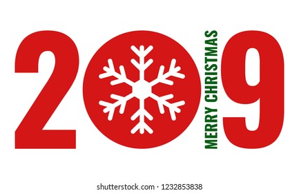 2019 Merry Christmas, simple vector illustration