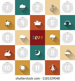 2019 Modern calendar template .Vector/illustration.