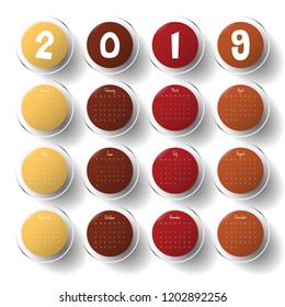 2019 Modern calendar template .Vector/illustration.
