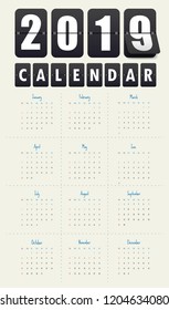 2019 Modern calendar template .Vector/illustration.