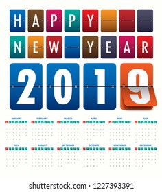 2019 Modern calendar template .Vector/illustration.