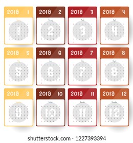 2019 Modern calendar template .Vector/illustration.