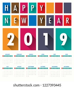 2019 Modern calendar template .Vector/illustration.