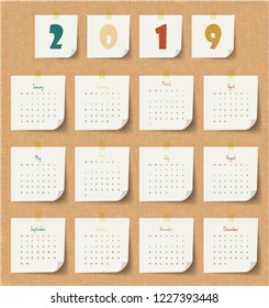 2019 Modern calendar template .Vector/illustration.