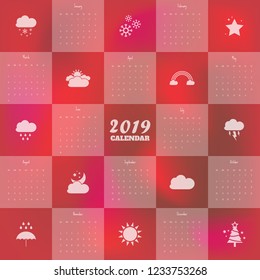 2019 Modern calendar template .Vector/illustration.