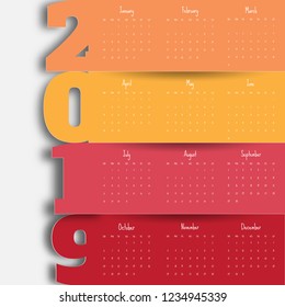 2019 Modern calendar template .Vector/illustration.