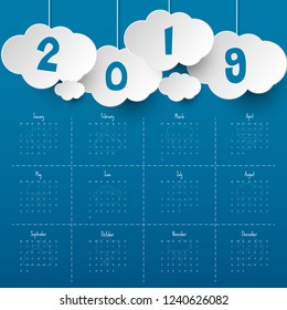 2019 Modern calendar template .Vector/illustration.