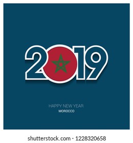 2019 Morocco Typography, Happy New Year Background