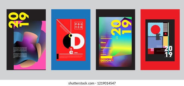 2019 New Abstract Poster Background Design Template. Vector Illustration and Typography Colorful Collage Cover and Page Layout Design Template in eps10. 