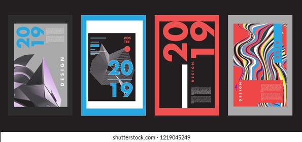 2019 New Abstract Poster Background Design Template. Vector Illustration and Typography Colorful Collage Cover and Page Layout Design Template in eps10. 