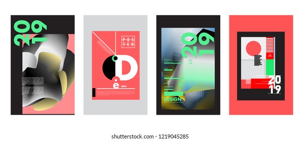 2019 New Abstract Poster Background Design Template. Vector Illustration and Typography Colorful Collage Cover and Page Layout Design Template in eps10. 