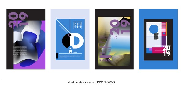 2019 New Abstract Poster Background Design Template. Vector Illustration and Typography Colorful Collage Cover and Page Layout Design Template in eps10. 