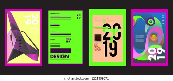 2019 New Abstract Poster Background Design Template. Vector Illustration and Typography Colorful Collage Cover and Page Layout Design Template in eps10. 
