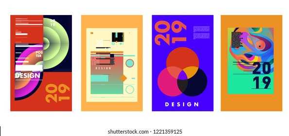 2019 New Abstract Poster Background Design Template. Vector Illustration and Typography Colorful Collage Cover and Page Layout Design Template in eps10. 