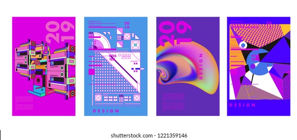 2019 New Abstract Poster Background Design Template. Vector Illustration and Typography Colorful Collage Cover and Page Layout Design Template in eps10. 
