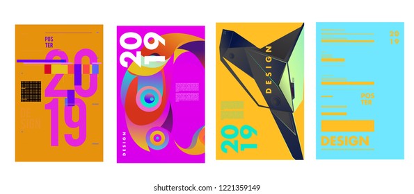2019 New Abstract Poster Background Design Template. Vector Illustration and Typography Colorful Collage Cover and Page Layout Design Template in eps10. 