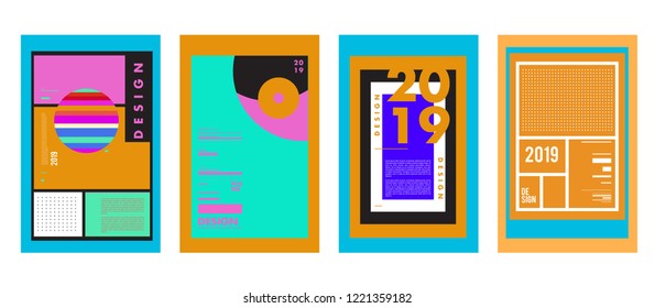 2019 New Abstract Poster Background Design Template. Vector Illustration and Typography Colorful Collage Cover and Page Layout Design Template in eps10. 