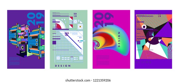 2019 New Abstract Poster Background Design Template. Vector Illustration and Typography Colorful Collage Cover and Page Layout Design Template in eps10. 