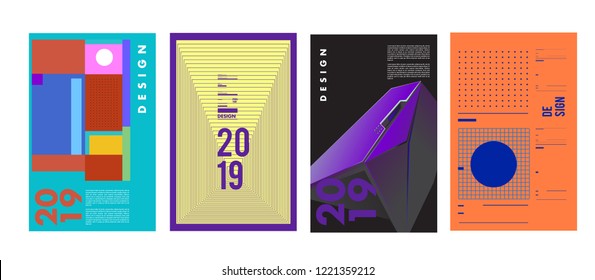 2019 New Abstract Poster Background Design Template. Vector Illustration and Typography Colorful Collage Cover and Page Layout Design Template in eps10. 