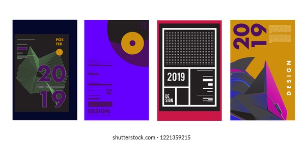 2019 New Abstract Poster Background Design Template. Vector Illustration and Typography Colorful Collage Cover and Page Layout Design Template in eps10. 