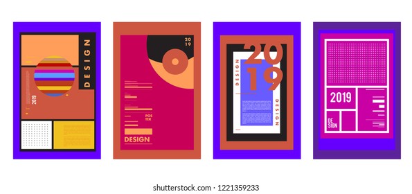 2019 New Abstract Poster Background Design Template. Vector Illustration and Typography Colorful Collage Cover and Page Layout Design Template in eps10. 