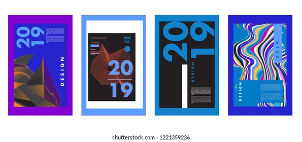 2019 New Abstract Poster Background Design Template. Vector Illustration and Typography Colorful Collage Cover and Page Layout Design Template in eps10. 