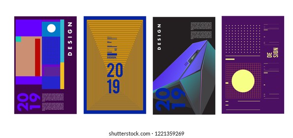2019 New Abstract Poster Background Design Template. Vector Illustration and Typography Colorful Collage Cover and Page Layout Design Template in eps10. 