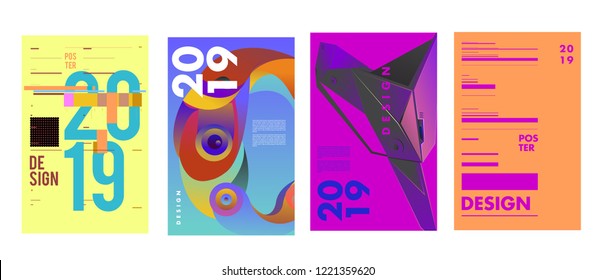 2019 New Abstract Poster Background Design Template. Vector Illustration and Typography Colorful Collage Cover and Page Layout Design Template in eps10. 