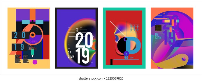 2019 New Abstract Poster Background Design Template. Vector Illustration and Typography Colorful Collage Cover and Page Layout Design Template in eps10. 
