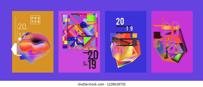2019 New Abstract Poster Background Design Template. Vector Illustration and Typography Colorful Collage Cover and Page Layout Design Template in eps10. 
