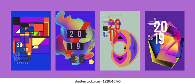 2019 New Abstract Poster Background Design Template. Vector Illustration and Typography Colorful Collage Cover and Page Layout Design Template in eps10. 