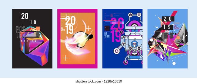2019 New Abstract Poster Background Design Template. Vector Illustration and Typography Colorful Collage Cover and Page Layout Design Template in eps10. 