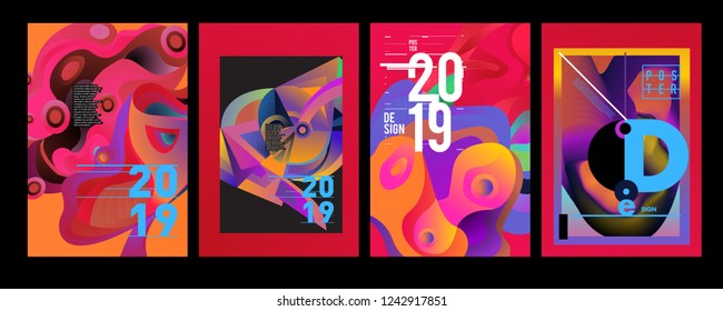 2019 New Abstract Poster Background Design Template. Vector Illustration and Typography Colorful Collage Cover and Page Layout Design Template in eps10. 