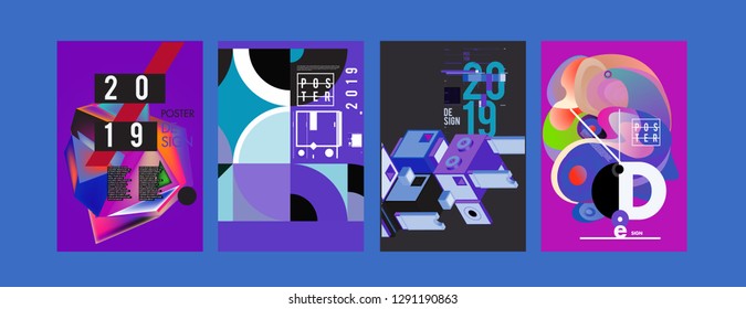 2019 New Poster and Cover Design Template for Magazine. Trendy Vector Typography and Colorful Illustration Collage for Cover and Page Layout Design Template in eps10.