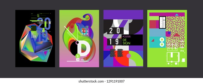 2019 New Poster and Cover Design Template for Magazine. Trendy Vector Typography and Colorful Illustration Collage for Cover and Page Layout Design Template in eps10.