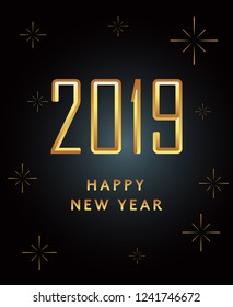 2019 new year back ground design template with gold luxury style