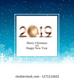 2019 New Year Background with Christmas Ball. Vector Illustration EPS10
