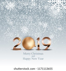2019 New Year Background with Christmas Ball. Vector Illustration EPS10