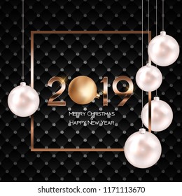 2019 New Year Background with Christmas Ball. Vector Illustration EPS10