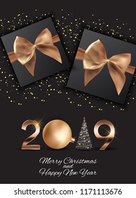2019 New Year Background with Christmas Ball. Vector Illustration EPS10