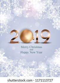 2019 New Year Background with Christmas Ball. Vector Illustration EPS10