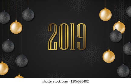 2019 New Year background. Festive premium design template for holiday greeting card