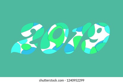 2019 New year background. Paper cut style.