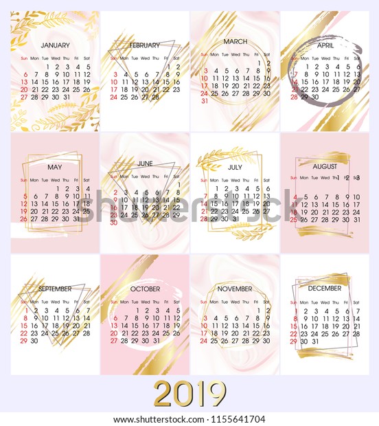 Creation Vectorielle Calendrier 19 Cadre Polygonal Image Vectorielle De Stock Libre De Droits