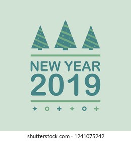 2019 new year -card with trees