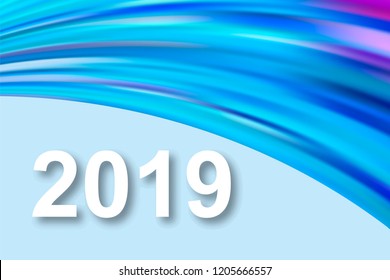 2019. New Year and Christmas. On the background of acrylic brush strokes. Bright modern design. Vector element. For design.
