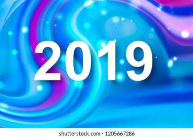 2019. New Year and Christmas. On the background of acrylic brush strokes. Bright modern design. Vector element. For design.
